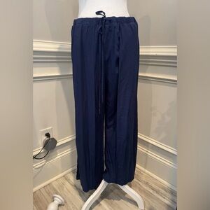 NWT Loft Beach Navy Blue Wide Leg Open Side Panel Vacation/Travel Pants Medium